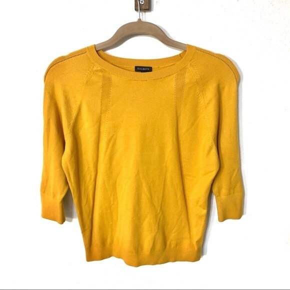 TALBOTS sweater womens like new mustard yellow crew neck pullover sweater xsmall - Picture 1 of 5